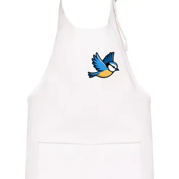 Kuchyňská zástěra Sýkorka modřinka na prsu - Dětská zástěra na vaření - Univerzální velikost ( Bílá )