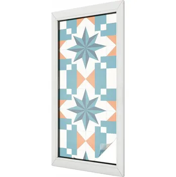 Okenní dekorace Samolepicí fólie na okno proti slunci Mléčná Modré hvězdy 50x116 cm