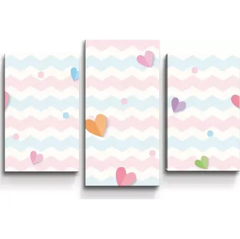 Obraz Sablio Obraz - 3-dílný Barevná srdíčka - 75x50 cm