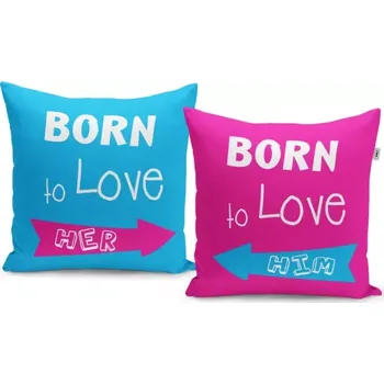 Polštář Sablio Polštáře Born to love : 2ks 40x40 cm