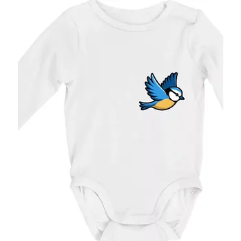 Sýkorka modřinka na prsu - Body kojenecké s dlouhým rukávem - Dlouhý r. do 3 měs ( Bílá )