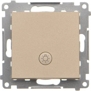 vypínač Tlačítko zapínací, s piktogramem “světlo”, s orientačním LED, Simon 55 TS1L.01/144, champagne metalizovaná