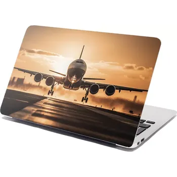 samolepka Sablio Samolepka na notebook Letadlo přistávající při západu slunce - 29x20 cm