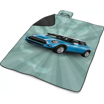 deka Sablio Plážová deka Mini sedan Zelené pozadí: 200x140 cm