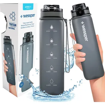 Láhev na vodu Wessper ACTIVEMAX TRILINE 1L šedá 29 cm Tritan bez BPA