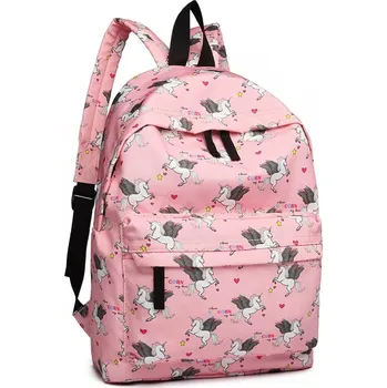 Městský batoh Růžový netradiční batoh s obrázky jednorožců Zaclyn