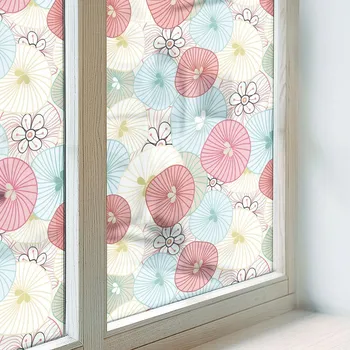 Okenní dekorace Mléčná okenní Fólie na okenní sklo, balkonová dýha, pastelové květiny, 50x116