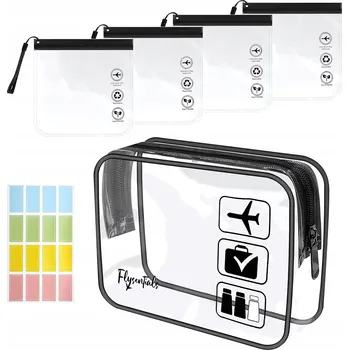 Kosmetická taška SADA 5 PRŮHLEDNÝCH VODĚODOLNÝCH CESTOVNÍCH KOSMETICKÝCH TAŠTIČEK S ETIKETAMI