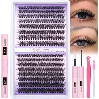 Péče o řasy a obočí Sada prodloužených řas 320 ks Lepidlo Pinzeta na řasy a kartáček na řasy