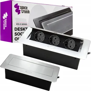 Elektrická zásuvka Elektrická Zásuvka na pracovní desku Spacetronik stříbrná