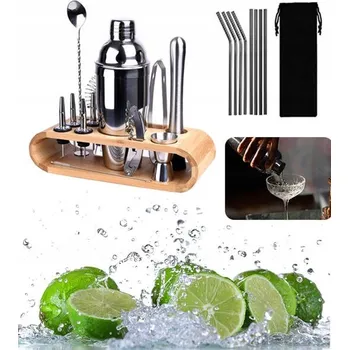 Vrták PROFESIONÁLNÍ BARMANSKÁ SADA 23 DÍLŮ NA KOKTEJLY + STOJAN A POUZDRO