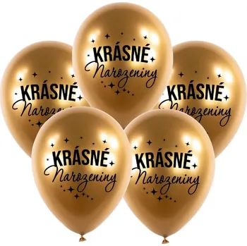 Balónek Latexové balonky Chrome Krásné narozeniny, Zlaté - 5 ks