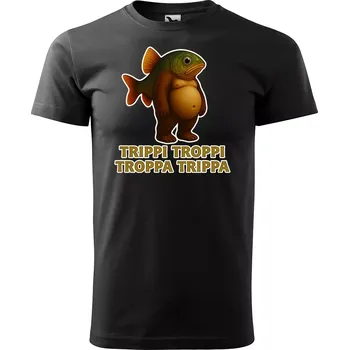 Sablio Tričko s potiskem Trippi troppi troppa trippa - Italian Brainrot - černé 5XL