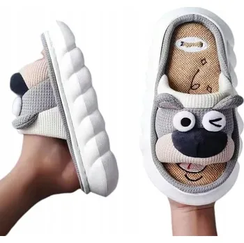 Dámské pantofle Pantofle černé na platformě s motivem pejska 38-39