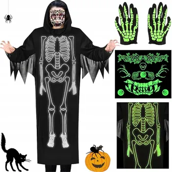 Karnevalový kostým KOSTÝM SKELET SADA HALLOWEEN KOSTÝM SKELETA DUCHA PRO DĚTI KARNEVAL