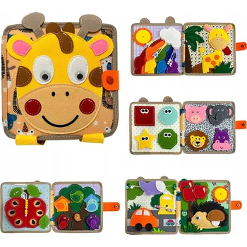 interaktivní kniha Senzorická knížka z filcu quiet book – motorika, barvy, zvířata