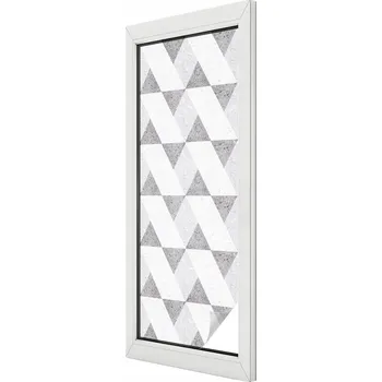 Okenní dekorace Zatemňovací mléčná dekorativní Fólie na okno – šedé trojúhelníky 50x146 cm