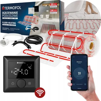 Topná rohož SADA PODLOŽKY PRO PODLAHOVÉ TOPENÍ POD DLAŽBU 4 m2 150W/m2 + TERMOSTAT TFH5 WIFI