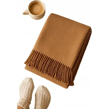 deka Vlněná vánoční deka HNĚDÁ 140x200 teplá silná přírodní VLNA 100%