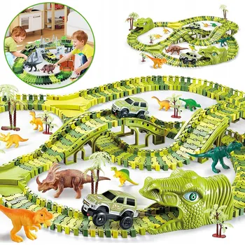autodráha VELKÁ AUTODRÁHA ZÁVODNÍ PARKOVIŠTĚ DINOSAURŮ KREATIVNÍ DRÁHA 324 DÍLKŮ