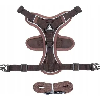 Postroj pro psa Postroj pro psy s vodítkem pro malá a střední štěňata (hnědý, velikost L)