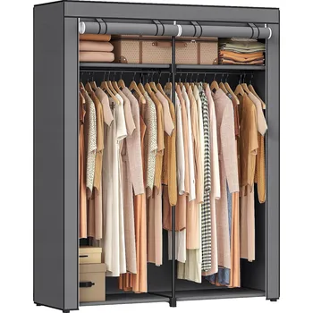 Šatní skříň Skříň Songmics šedá látková jednodveřová 174 x 140 x 43 cm