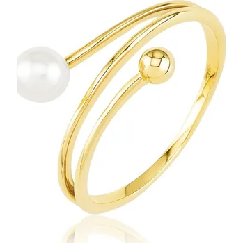 Prsten MINET Zlatý prsten s kuličkou a přírodní perlou Au 585/1000 vel. 59 - 1,65g