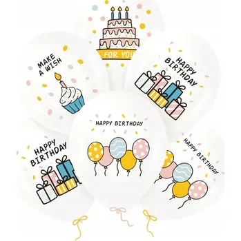 Balónek Balónky balónky PartyPal 136966 Happy Birthday 6 kusů