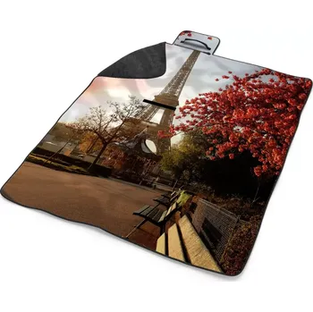 deka Sablio Plážová deka Eiffelova věž a červený strom: 200x140 cm