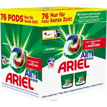 Kapsle na praní ARIEL ALL IN 1 PODS KAPSLE NA PRANÍ BÍLÉHO A SVĚTLÉHO PRÁDLA 76 6 Ks UNIVERZÁLNÍ KAPSLY