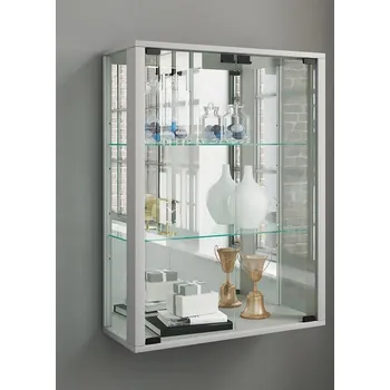 Knihovna Vcm Nástěnná vitrína Udina se zrcadlem, stříbrná