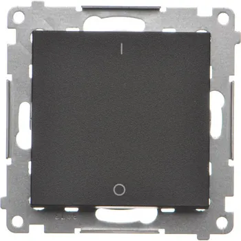 vypínač Vypínač dvoupólový, řazení 2, 16 A / 230 V~, bezšroubové svorky, Simon 55 TW2.01/149, černá metalizovaná