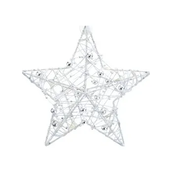 Vánoce Hvězda trojrozměrná s perličkami 15 cm