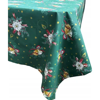 ubrus VÁNOČNÍ UBRUS 100x100 cm 100% BAVLNA NA STŮL SVÁTKY OPAKOVANĚ POUŽITELNÝ