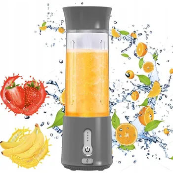 BEZDRÁTOVÝ PŘENOSNÝ BLENDER NA SMOOTHIE A DŽUSY 500ML ŠEDÝ