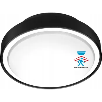 Stropní Svítidlo Syntron černý kulatý s pohybovým senzorem IP65