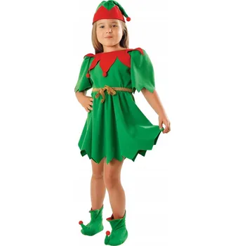 Karnevalový kostým Kostým Kostým Šaty ELFIČKA Elf Skřítek Pomocník Mikuláše 130/140 Cm