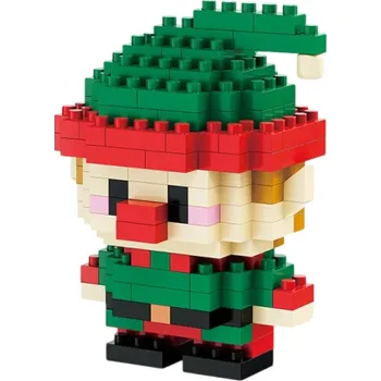 ostatní stavebnice Vánoční stavebnice 6,6 x 5 x 3,6 cm 181 dílků Vánoční skřítek v zelené čepici Detailní mini model pro sváteční dekoraci a kreativní skládání