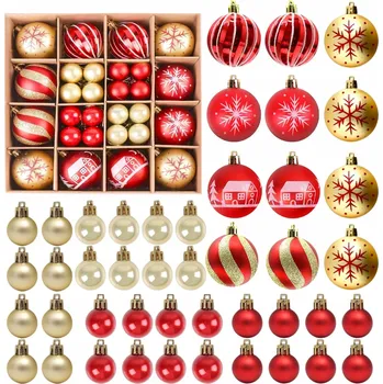 Vánoční dekorace Vánoční Baňky s vánočními vzory 8-5 cm, sada 44 ks