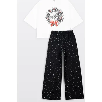 Dívčí pyžamo Reporter Young Reporter Young | Dívčí bavlněné vánoční pyžamo s kočičím potiskem Vícebarevná 140/146