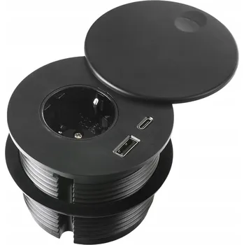 Elektrická zásuvka Zásuvka do desky kulatá Spacetronik USB-C USB-A Schuko typ F