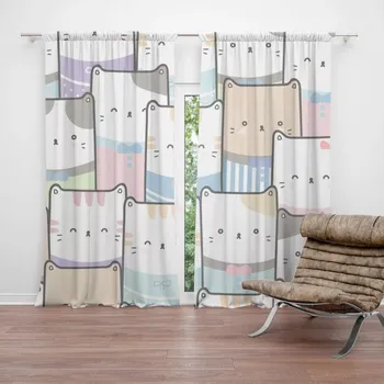 Závěs Sablio Závěs Barevná koťátka: 2ks 140x250cm