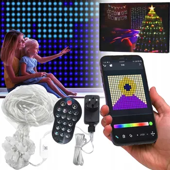 IP kamera SVĚTELNÝ ZÁVĚS SMART 1X1M OVLÁDÁNÍ APLIKACÍ, DÁLKOVÝ OVLADAČ, ČASOVAČ 320 LED