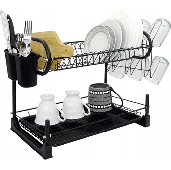 Odkapávač na nádobí ODKAPÁVAČ NA NÁDOBÍ ČERNÝ DVOUÚROVŇOVÝ