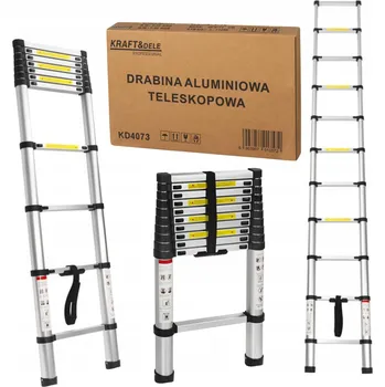 Žebřík Žebřík hliníkový teleskopický Kraft&Dele, 10 stupňů, 320 cm, max. 150 kg