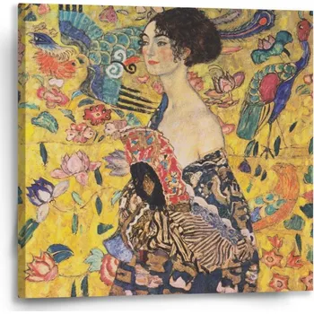 Obraz Sablio Gustav Klimt 50 x 50 cm Dáma s vějířem