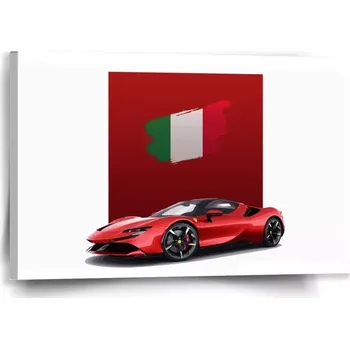 Obraz Sablio Obraz Ferrari Italská vlajka na červeném bloku - 60x40 cm