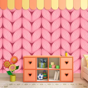 Tapeta Sablio Tapeta Růžové pletení z vlny - 125x75 cm