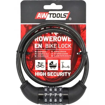 Zámek na kolo AWTOOLS ZÁMEK NA KOLO 8x65cm S KÓDEM