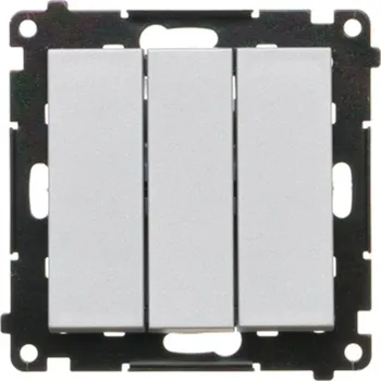 vypínač Vypínač jednopólový 3 násobný, s orientačním LED podsvětlením, řazení, Simon 55 TW31L.01/143, hliníková